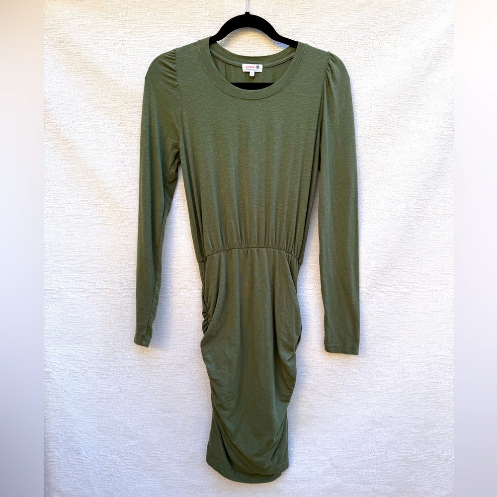 Sundry by Anthropologie Green Gathered Dress